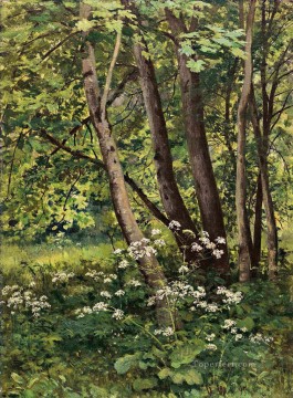 イワン・イワノビッチ・シーシキン Painting - 森の花の古典的な風景 Ivan Ivanovich